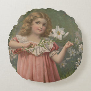 Oster-Schönheiten, Vintage-Illustration, 1898 Rundes Kissen