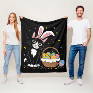 Oster-Schwarze Katze Smoking Kaninchen Hase Ohren Fleecedecke
