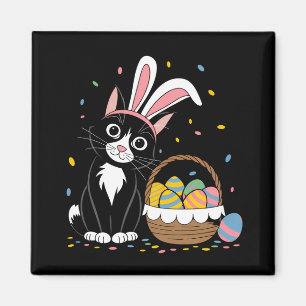 Oster-Schwarze Katze Smoking Kaninchen Hase Ohren  Magnet