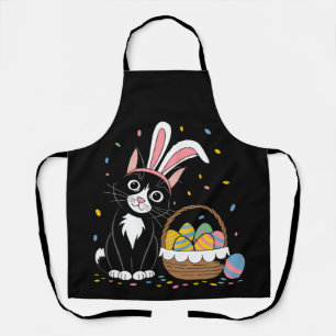Oster-Schwarze Katze Smoking Kaninchen Hase Ohren Schürze