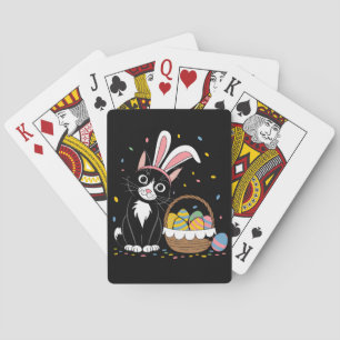 Oster-Schwarze Katze Smoking Kaninchen Hase Ohren  Spielkarten