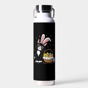 Oster-Schwarze Katze Smoking Kaninchen Hasenohren  Trinkflasche
