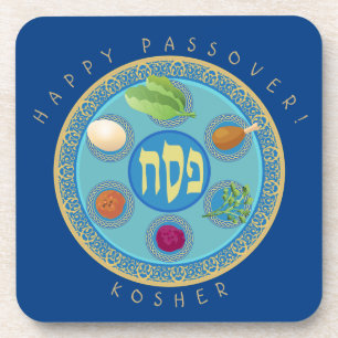 Oster-Seder-Teller Koscher Pesach Vintage Getränkeuntersetzer