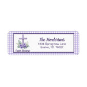 Oster-Segen-Kreuz mit Blumen Lila Gingham (Vorne)