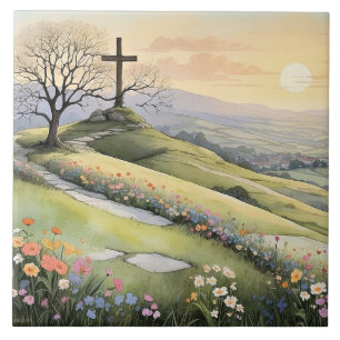Oster-Sonnenaufgang-Kunstillustration Fliese