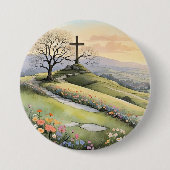 Oster-Sonnenaufgangs-Kunstillustration Button (Vorderseite)