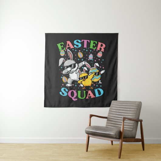 Oster-Squad-Hase-Ei-Küken-Dab-Crew-Matching Wandteppich (Beispiel)