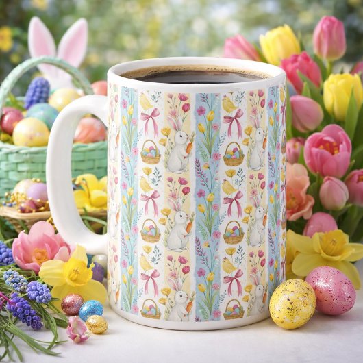 Oster-Streifenmuster in Pastellfarben Kaffeetasse