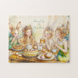 Oster-Teeparty der Feen mit Häschen und Frühlingsf Puzzle