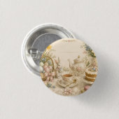Oster-Teeparty, Vintage-Blumenfeier Button (Vorne & Hinten)