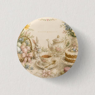 Oster-Teeparty, Vintage-Blumenfeier Button