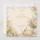 Oster-Teeparty, Vintage-Blumenfeier Einladung (Rückseite)