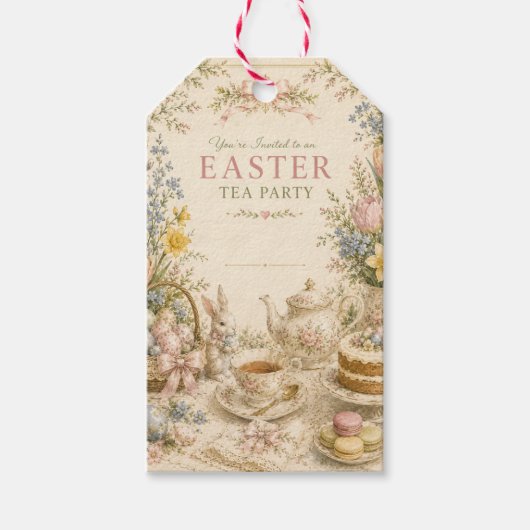 Oster-Teeparty, Vintage-Blumenfeier Geschenkanhänger (Vorderseite)