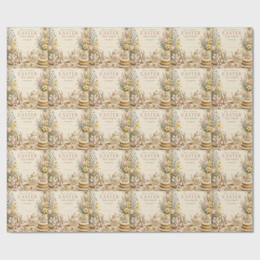 Oster-Teeparty, Vintage-Blumenfeier Geschenkpapier (Flach)