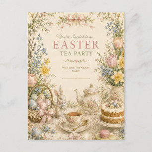 Oster-Teeparty, Vintage-Blumenfeier Postkarte