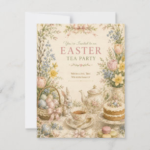 Oster-Teeparty, Vintage-Blumenfeier RSVP Karte