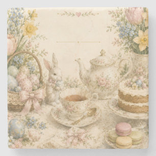 Oster-Teeparty, Vintage-Blumenfeier Steinuntersetzer