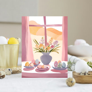 Oster-Tisch | Florales Bouquet Wasserfarbe Handgef Feiertagspostkarte