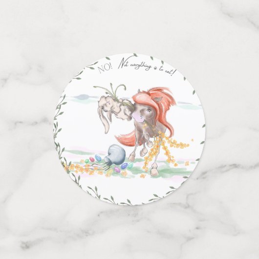 Oster-Tischkonfetti mit Pony und Osterhase Konfetti (Klein Vorderseite)