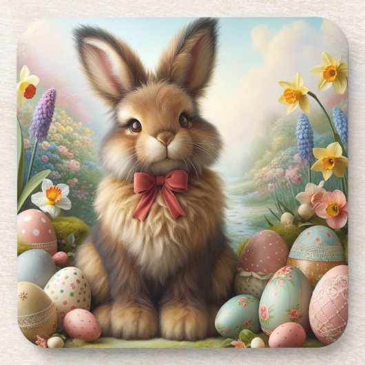 Oster-Untersetzer mit niedlichem Hasen Getränkeuntersetzer (Vorderseite)