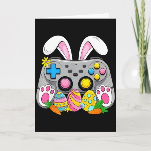 Oster-Videospiel-Controller-Hasen-Eier-Gaming-Jung Karte (Vorderseite)