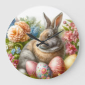 Oster-Vintage-Hase-Rundwanduhr Große Wanduhr (Vorderseite)