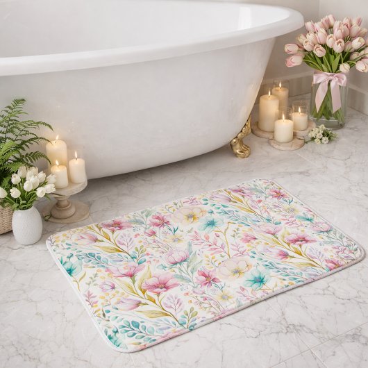 Oster-Wasserfarben-Blumenmuster Badematte