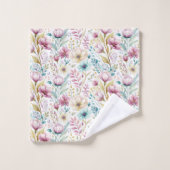 Oster-Wasserfarben-Blumenmuster Badhandtuch Set (Waschlappen)