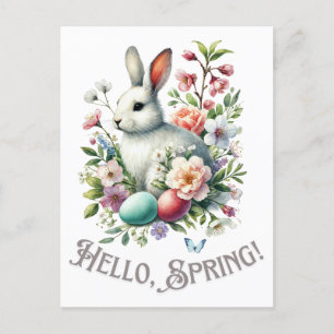 Oster-Watercolor-Hase & Eier Feiertagspostkarte
