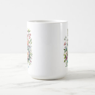 Oster-Watercolor-Hase, Eier und Blumen Kaffeetasse