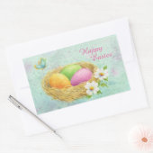 Osteraufkleber gefärbte Eier im Nest Rechteckiger Aufkleber (Umschlag)