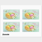 Osteraufkleber gefärbte Eier im Nest Rechteckiger Aufkleber (Blatt)