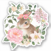 Osteraufkleber Geschenketikett Bunny Spring Blumen Aufkleber (Vorderseite)