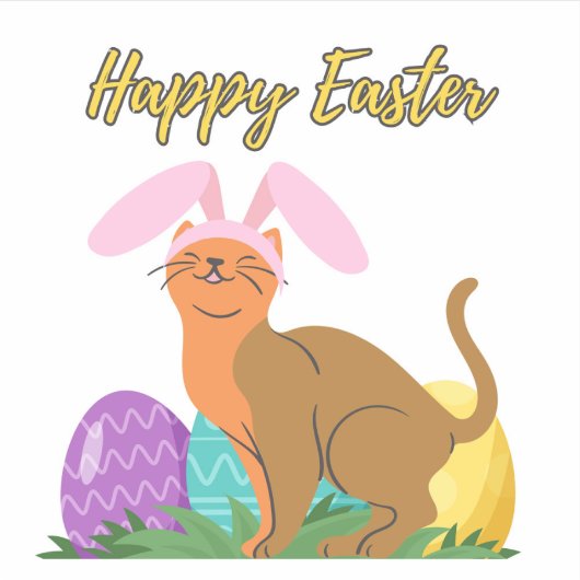 Osteraufkleber, Katze mit sonnigen Ohren und Oster Aufkleber (Vorderseite)