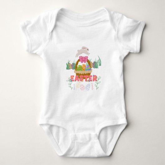OsterBaby Bodysuit - Niedliches Bunny & Egg 1 Stüc Baby Strampler (Vorderseite)