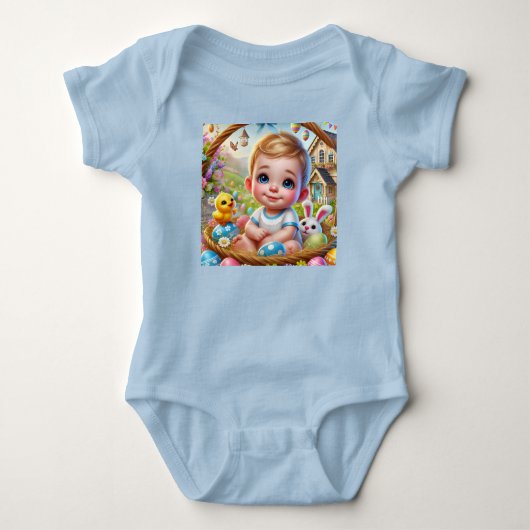 OSTERBABY-JUNGE Häschen und Küken ~ Baby Strampler (Vorderseite)