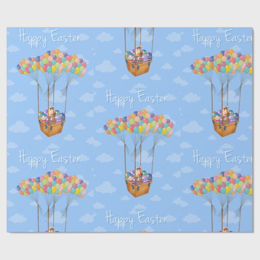 Osterballonkörbe mit bunten Eiern Geschenkpapier (Flach)