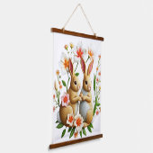 Osterband Cottontails und Chinoiserie Wandteppich Mit Holzrahmen (Gewinkelt)