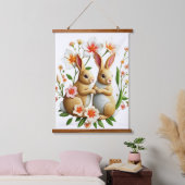 Osterband Cottontails und Chinoiserie Wandteppich Mit Holzrahmen (Schlafzimmer)