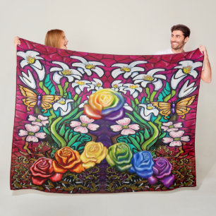Osterbanner mit Rainbow-Rose Fleecedecke