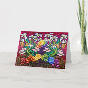 Osterbanner mit Rainbow-Rose Karte