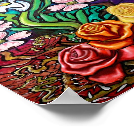 Osterbanner mit Rainbow-Rose Poster (Ecke)
