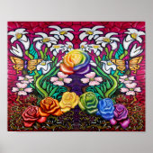 Osterbanner mit Rainbow-Rose Poster (Vorne)