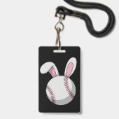 Osterbaseball Bunny Niedlich Rabbit Ohren Ausweis (Vorderseite mit Lanyard)