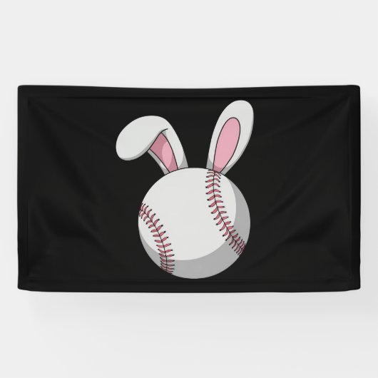 Osterbaseball Bunny Niedlich Rabbit Ohren Banner (Horizontal)