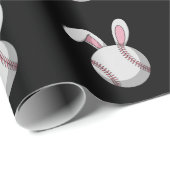 Osterbaseball Bunny Niedlich Rabbit Ohren Geschenkpapier (Rolleneckpunkt)