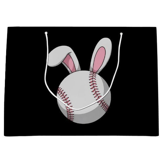 Osterbaseball Bunny Niedlich Rabbit Ohren Große Geschenktüte (Vorderseite)