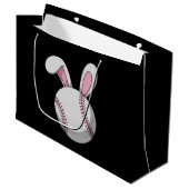 Osterbaseball Bunny Niedlich Rabbit Ohren Große Geschenktüte (Vorderseite Schrägansicht)