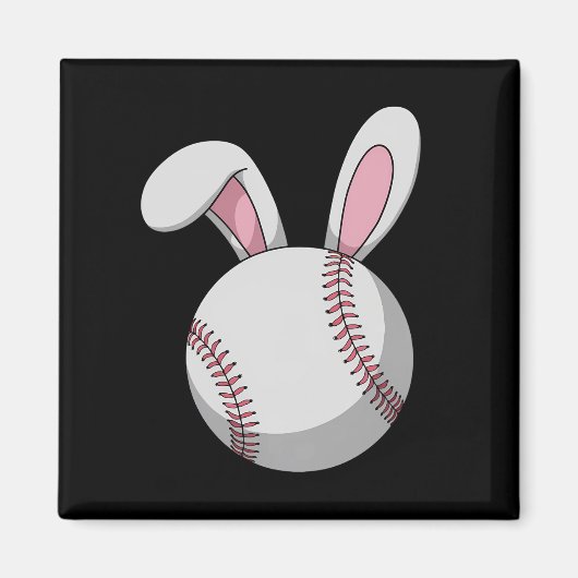 Osterbaseball Bunny Niedlich Rabbit Ohren Magnet (Vorne)
