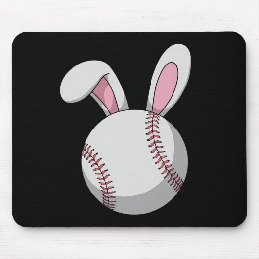 Osterbaseball Bunny Niedlich Rabbit Ohren Mousepad (Vorne)